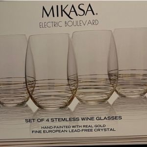 Mikasa stemless wine glasses (4) New